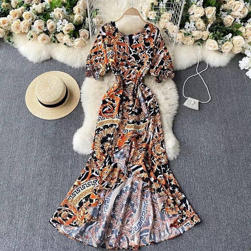 Asymmetrical Ruffles A-Line Empire Dress